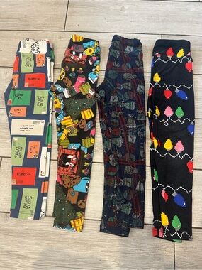Lularoe Kids Holiday Leggings - 4 pair,size small fits 12 months to 7 years old